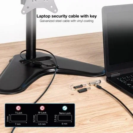 Tooq Cable de Seguridad Tipo NANO con Llave, 1.5m, Gris Oscuro